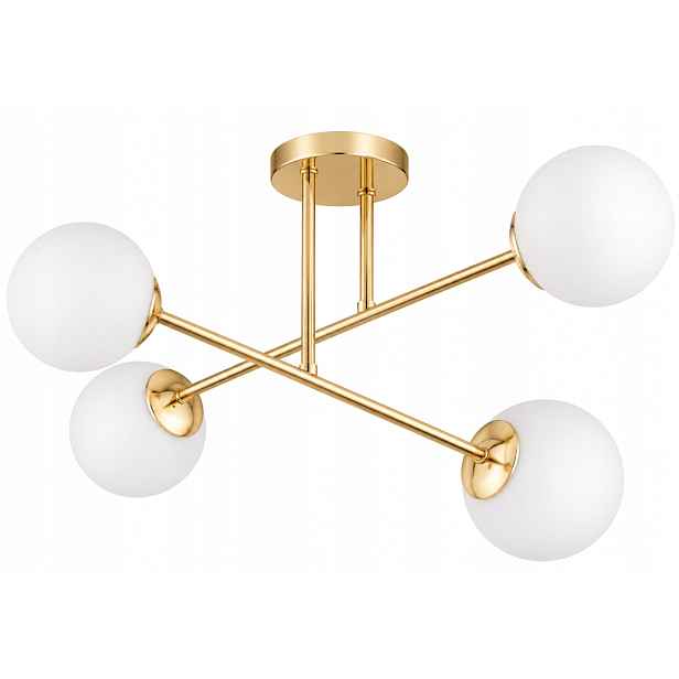 Závěsná Stropní Lampa Lustr Kule zlatá Moderní Led mléčná