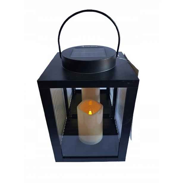 Hřbitovní Svíčka Skleněný Lampion Moderní Led solární kaplička černá masivní 36 cm