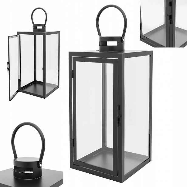 Kovová lucerna s ozdobným závěsným svícnem Altom Design 44 cm