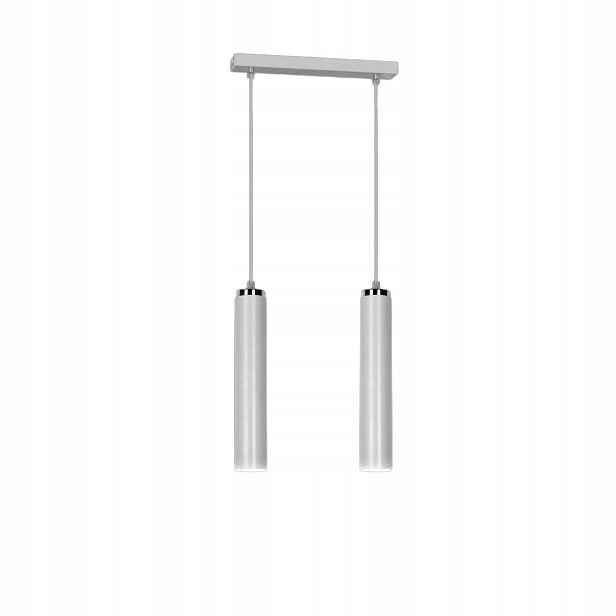 Závěsná lampa dvojitá bílá chrom 2 trubky nad stůl ostrovní bar Emibig