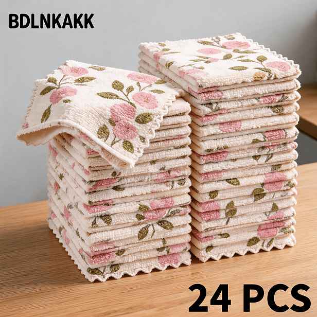 TEMU BDLNKAKK 10/24 ks Utěrky z korálového fleecu na květiny, super absorpční a měkké mopovací utěrky - vhodné do kuchyně, koupelny, na sklo, mytí