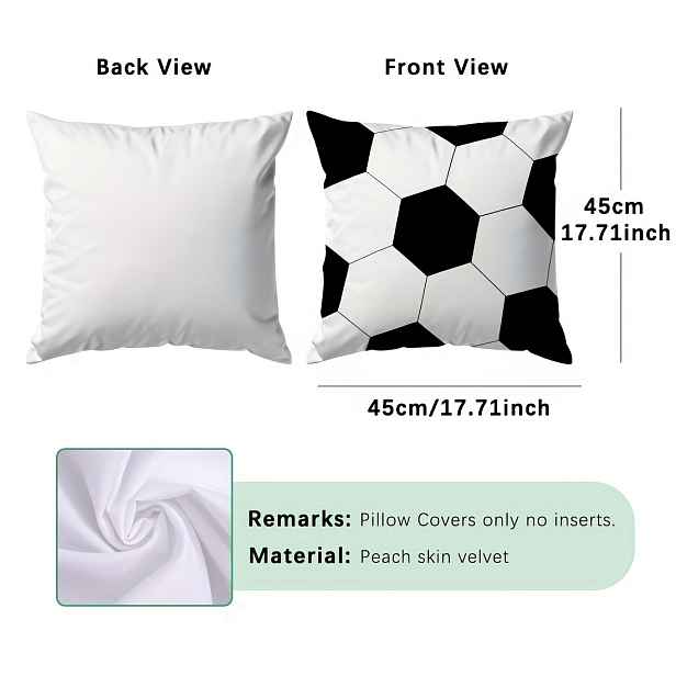 TEMU 1ks Fotbalový květinový polštářový potah na pohovku - Broskvový sametový potah na polštář 45*45cm, Perfektní dárek k nastěhování, Dekorativní
