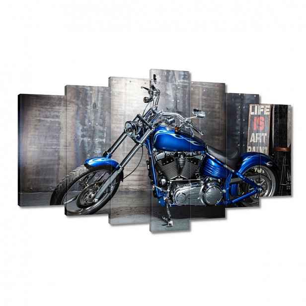 Obrazy 140x80 Modrý chopperový motor