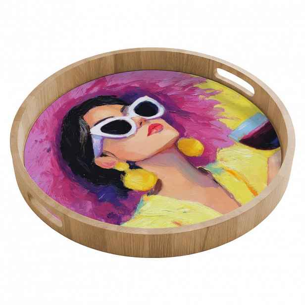 OnlyWow SERVÍROVACÍ PODNOS Žena - Klobouk - Fialová - Víno 50x50 cm