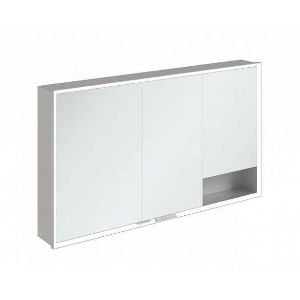 Villeroy & Boch My View+ - Zrcadlová skříňka s LED osvětlením 130x75x17 cm, 3 dvířka, šedá A4811300