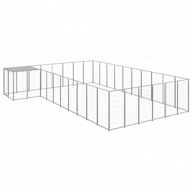 vidaXL Psí kotec stříbrný 19,36 m² ocel