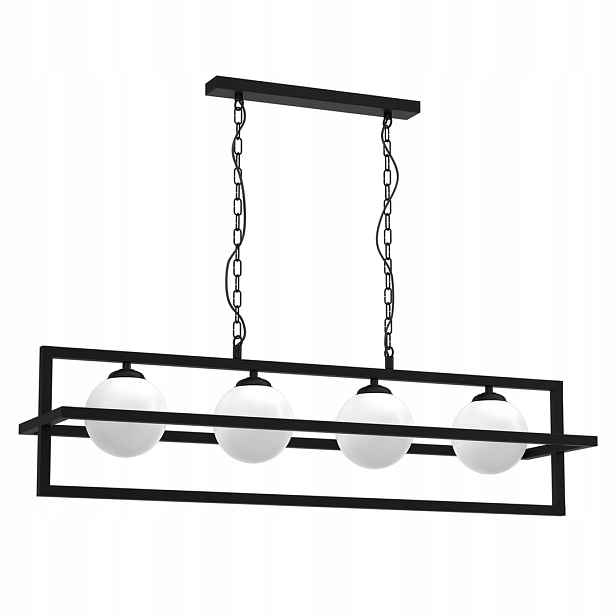 Závěsná lampa loft černá 100 cm skleněné bílé koule 4 body do obývacího pokoje Milagro
