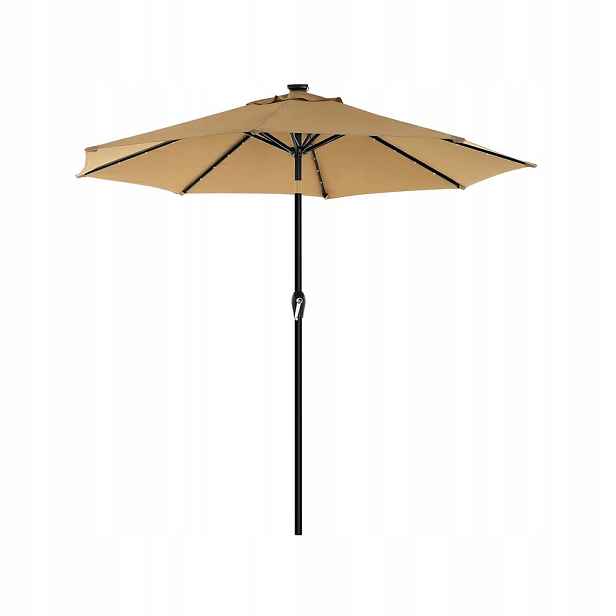 Klasický slunečník s osvětlením do zahrady Songmics, šedý, 300 x 245 cm