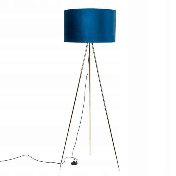 Podlahová lampa trojnožka s modrým stínítkem pro E27 Inga Zuma Line