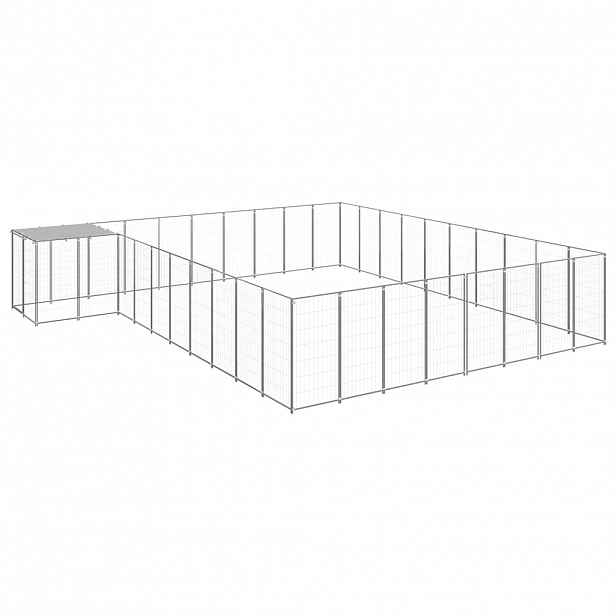 vidaXL Psí kotec stříbrný 25,41 m² ocel