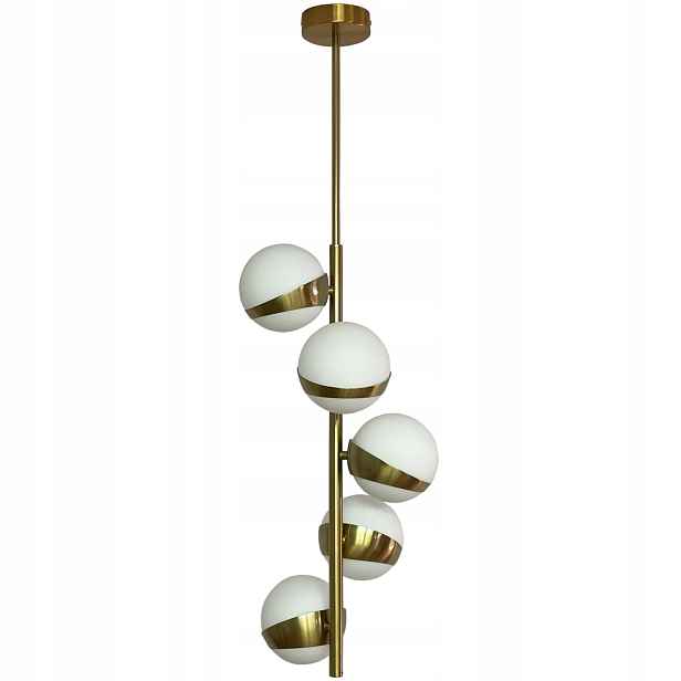 Závěsná Stropní Lampa Lustr Kule zlatá Moderní Led mléčná