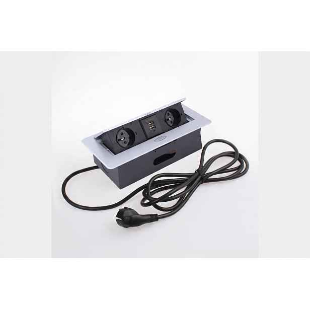 Zásuvka Kombibox 2x230V 2xUSB Alu