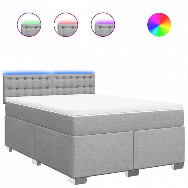 vidaXL Box spring postel s matrací světle šedá 140 x 200 cm textil