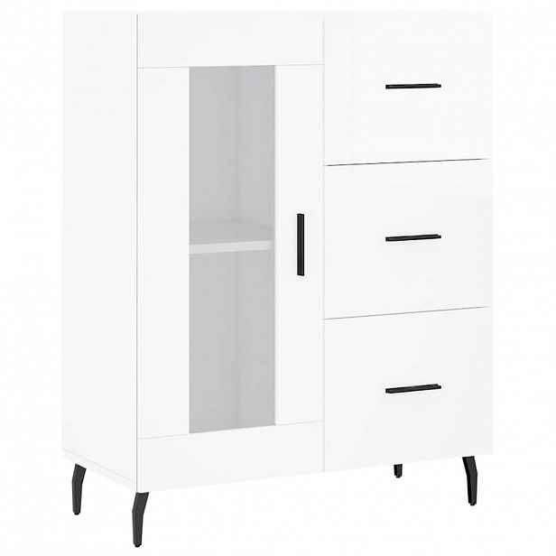 vidaXL Příborník bílý s vysokým leskem 69,5x34x90 cm kompozitní dřevo