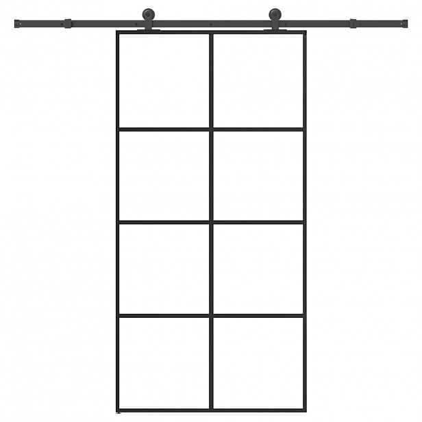 vidaXL Posuvné dveře s kováním 102,5 x 205 cm ESG sklo a hliník
