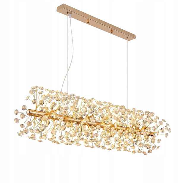 Lukkolight Závěsná křišťálová lampa 12xG9 zlatá 90 cm, nastavitelná výška