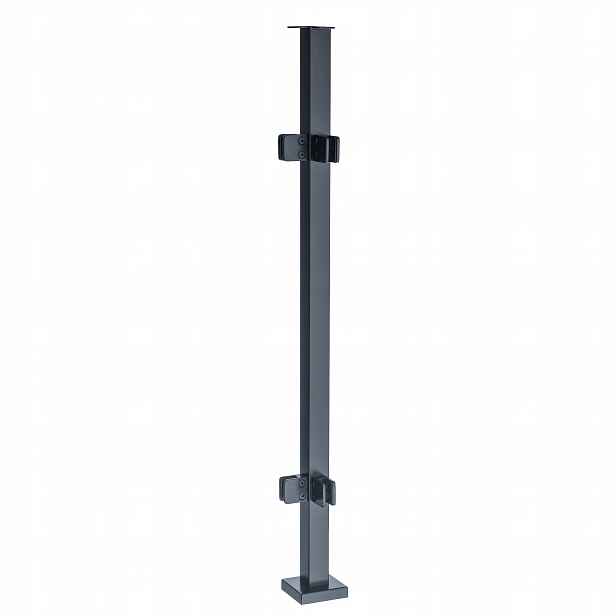 Rohový sloupek pro skleněné zábradlí 100 cm 40x40 Antracit 4 držáky Loft