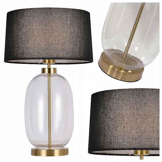 Stolní Lampa E27 Amur Černo-průhledná 1XE27 Stylová Light Prestige