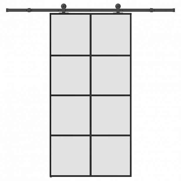 vidaXL Posuvné dveře s kováním 102,5 x 205 cm ESG sklo a hliník