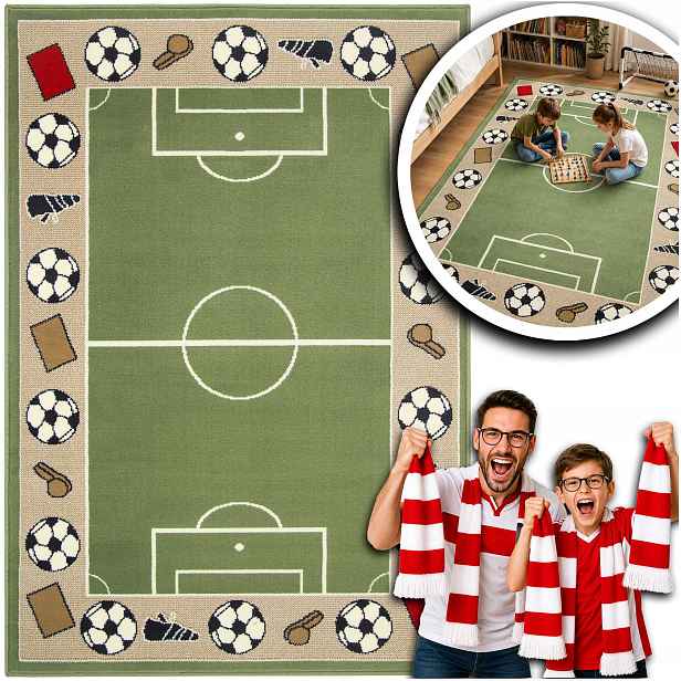 Koberec Dětský Koberec Pro Chlapce Hřiště Míč Euro 120x170