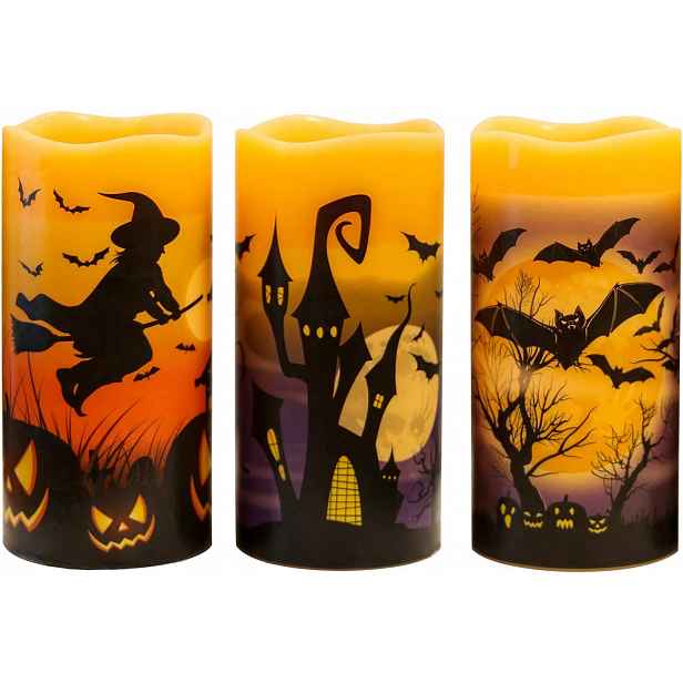 Led Svíčky Halloween 3KS Voskové Bezplamenné S Časovačem Dekorace