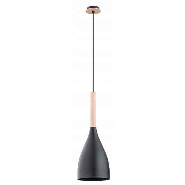 Rustikální závěsná lampa Alfa Juice Černá Dřevo 1xE27 nad stůl