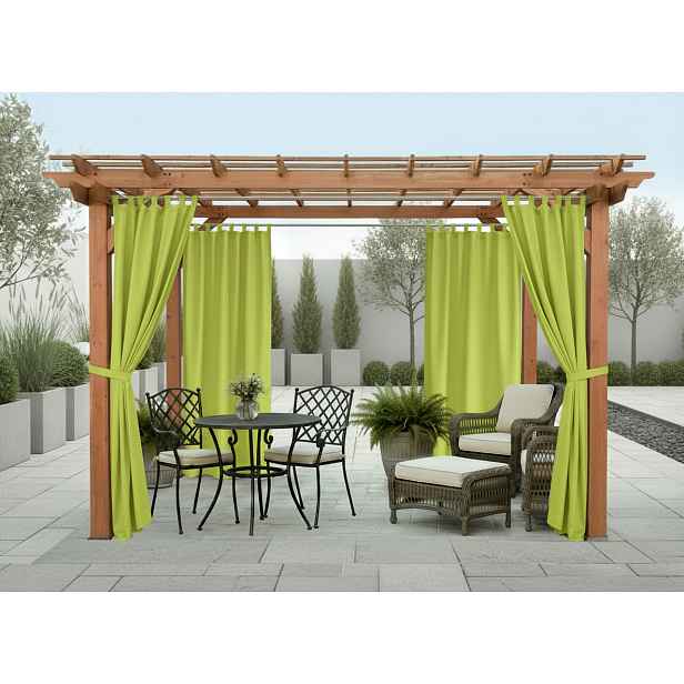 Venkovní zahradní závěs s poutky SANTIAGO color 32 olivová, různé rozměry MyBestHome Rozměr: 155x300 cm