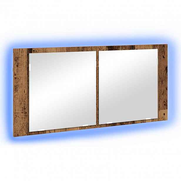 vidaXL LED zrcadlová skříň Staré dřevo 100 x 12 x 45 cm