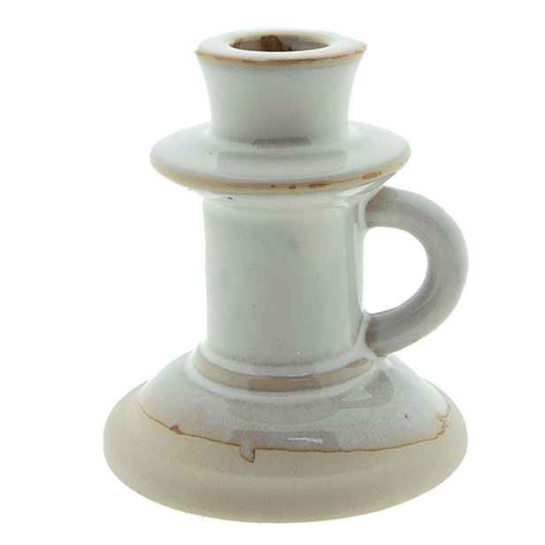 Béžový porcelánový svícen na úzkou svíčku Chrie - Ø 9*10 cm Clayre & Eef