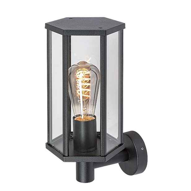 Venkovní nástěnné svítidlo klasická loftová černá skleněná horní lampa Rabalux