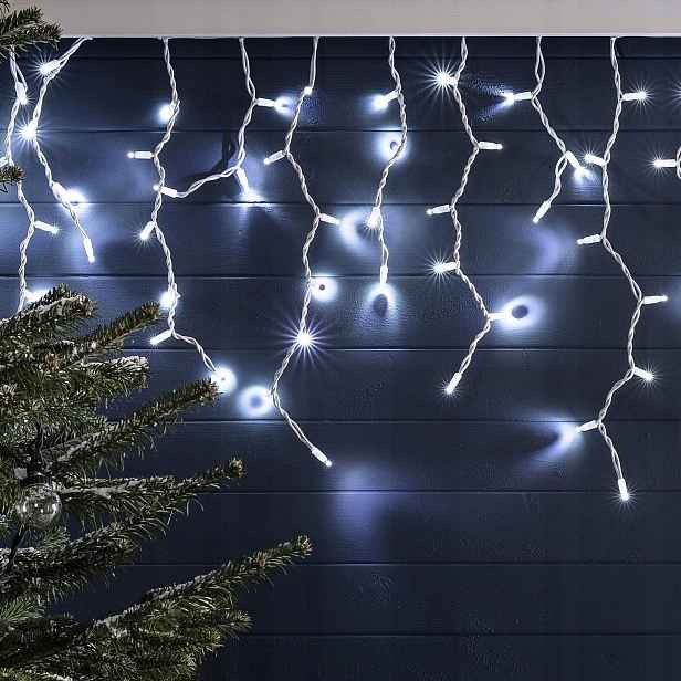 Sople 200 Led Bílá Studená Záclona Závěs Programátor Vánoční Osvětlení Na Stromeček 7 M