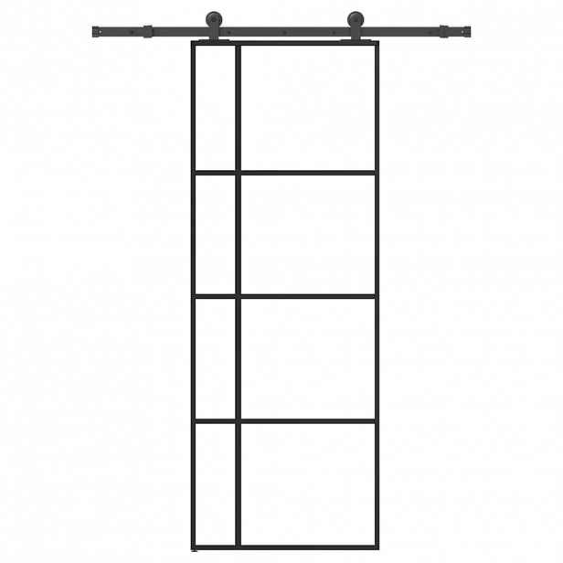 vidaXL Posuvné dveře s kováním 76x205 cm ESG sklo a hliník