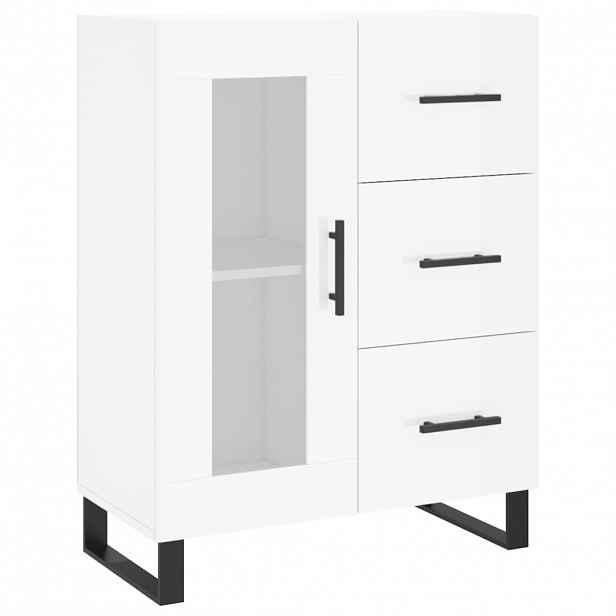 vidaXL Příborník bílý s vysokým leskem 69,5x34x90 cm kompozitní dřevo