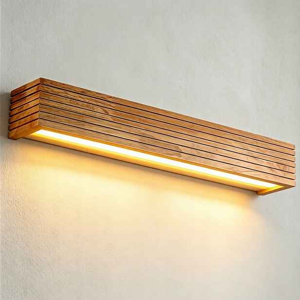 45cm Nordic masivní dřevo Led osvětlení zrcadla 6W 3000K nástěnné svítidlo