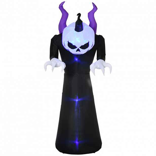 Outsunny 210 cm nafukovací duch s dýňovou hlavou, halloweenská dekorace s LED, vodotěsná