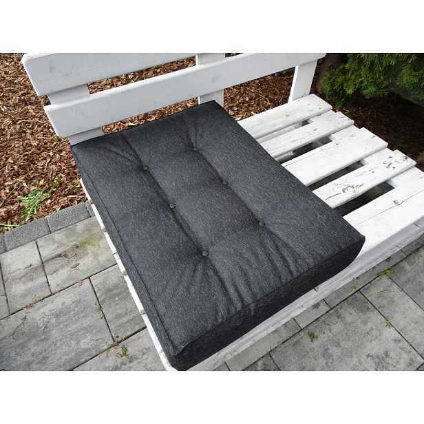 Polštář na polovinu Paletu sedák 80 x 60 Černý s knoflíkem