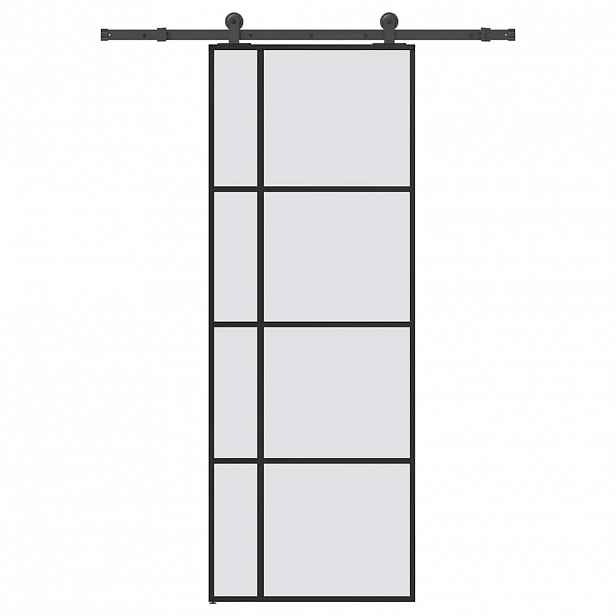 vidaXL Posuvné dveře s kováním 76x205 cm ESG sklo a hliník