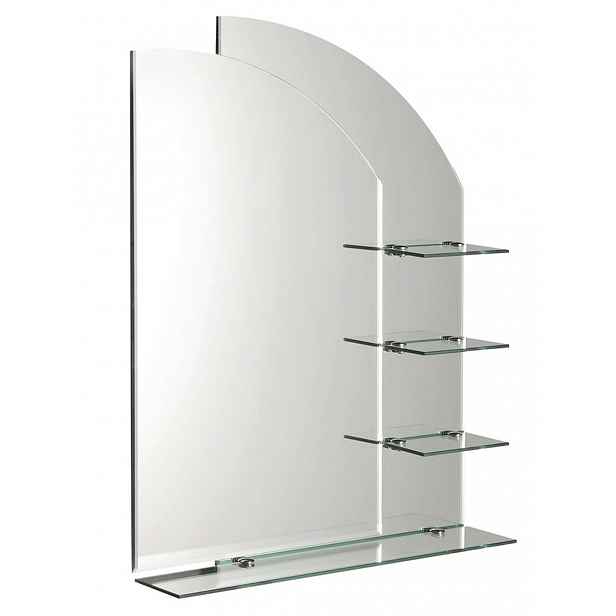 Aqualine Wega - Zrcadlo 65x90 cm, zaoblené, s policemi 65028