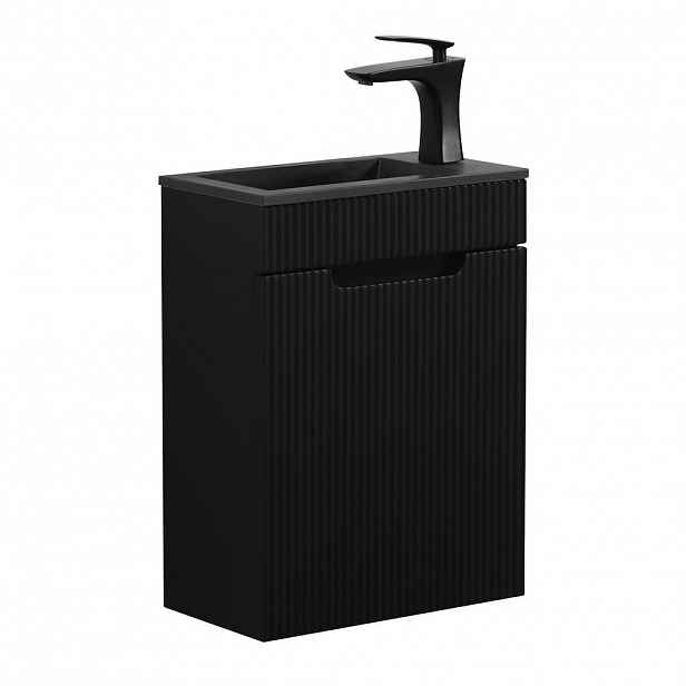 Badplaats SET UMYVADLA SE SKŘÍŇKOU Thermis 2 díly matná černá - černé umyvadlo - 40 x 22 x 53 cm