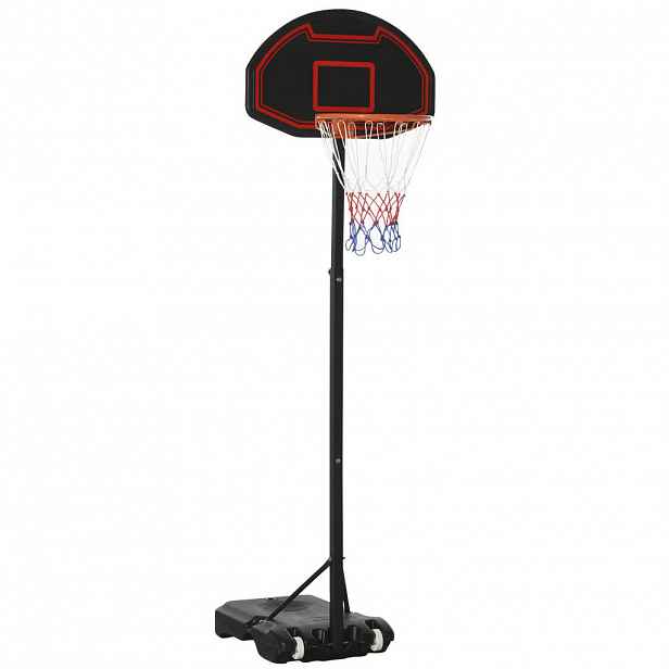 HOMCOM BASKETBALOVÝ KOŠ, ocel, černý, 73L x 49B x 250H cm