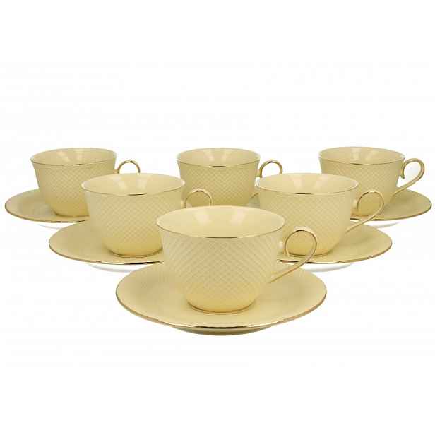 Porcelánové šálky ecru béžová 6+6 290 ml Vesper porcelán šálek