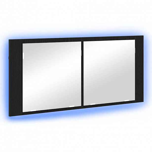 vidaXL LED zrcadlová skříň Černý dub 100 x 12 x 45 cm Kompozitní dřevo