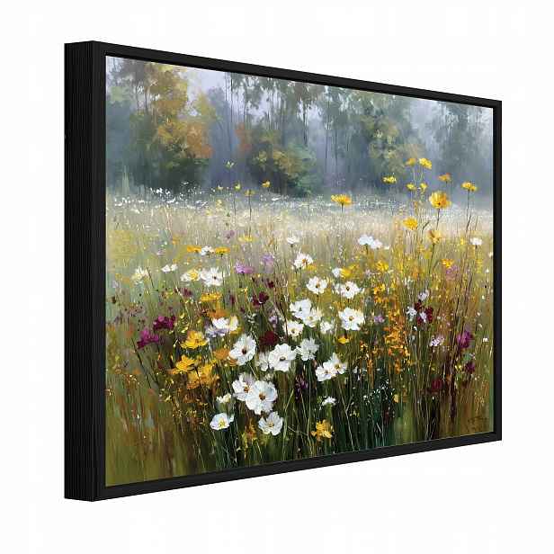 Obraz V Černém Rámu Na Plátně Polní Květiny Louka Obývací Pokoj Ložnice 90x60