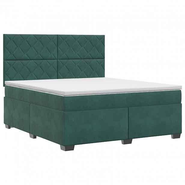 vidaXL Postel boxspring s matrací Tmavě zelená 140 x 190 cm Samet