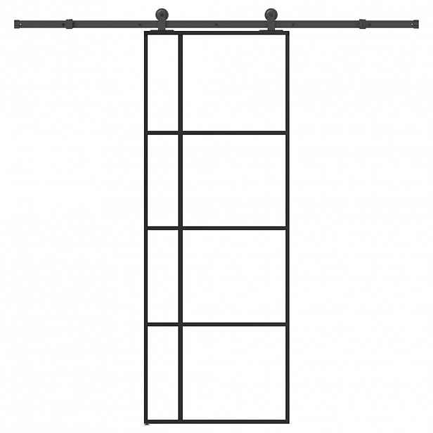 vidaXL Posuvné dveře s kováním 76x205 cm ESG sklo a hliník