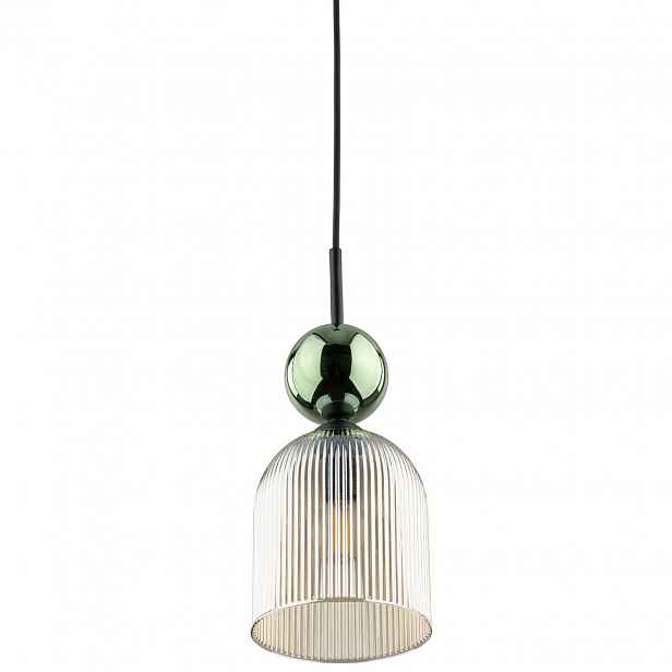 Závěsná lampa do ložnice obývacího pokoje sklo rýhované béžová zelená Sophia