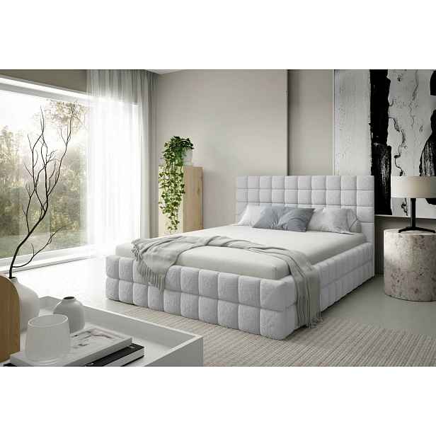 Čalouněná postel 160x200 LAILA s úložným prostorem - světle šedá