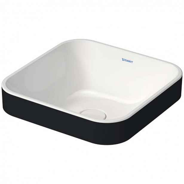 Duravit Happy D.2 Plus - Umyvadlová mísa zápustná, 40x40 cm, bez přepadu, bílá/antracit mat 2359406100