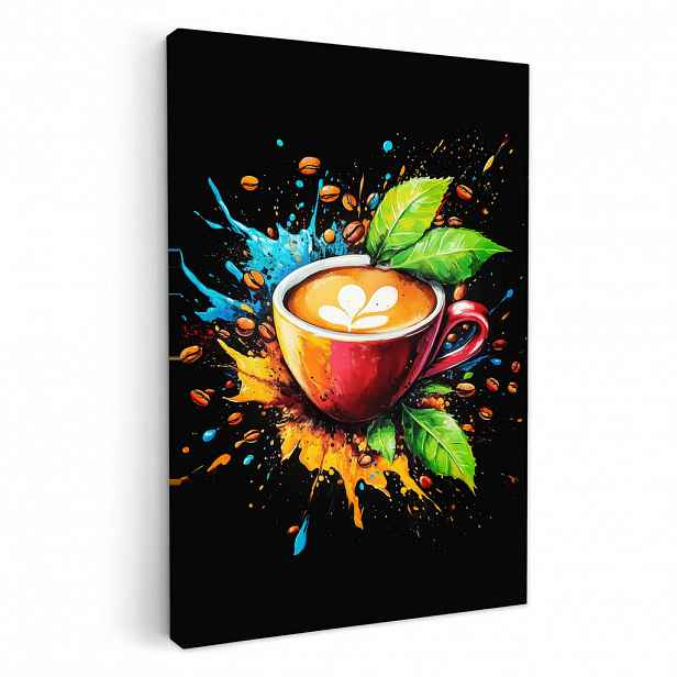 MuchoWow OBRAZ NA PLÁTNĚ Káva - Graffiti - Pití - Abstraktní 20x30 cm