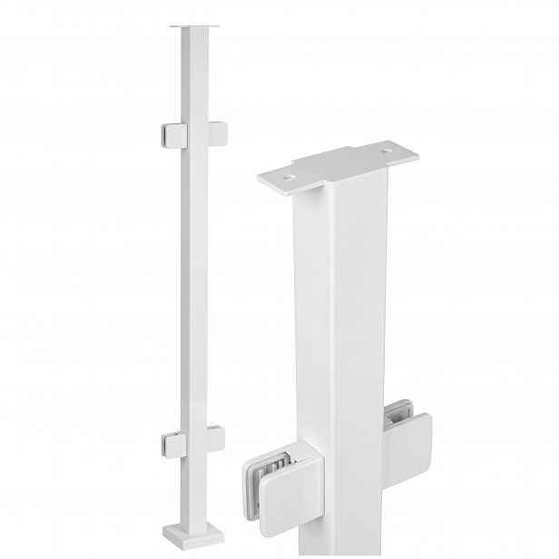 Průchozí sloupek pro skleněné zábradlí 100 cm Sklo Bílý 40x40 mm Loft